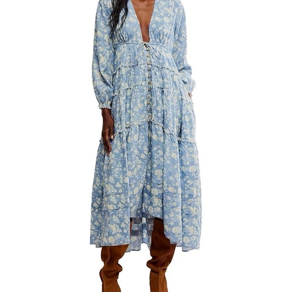 free people blue long sleeve dress Katana Mini Dress by Free People in Blue, Size: S